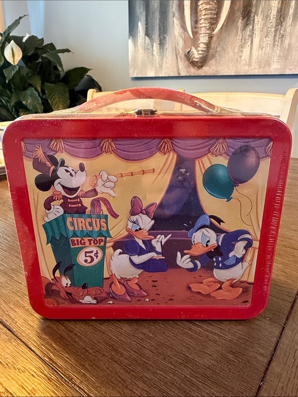 Disney Red Circus Lunch Box with Mickey, Donald & Daisy Artwork